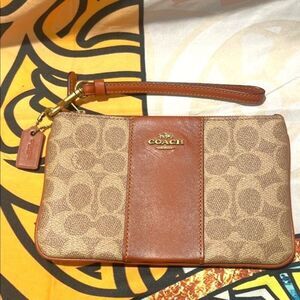 Coach Small Wristlet in Colorblock Signature Canvas